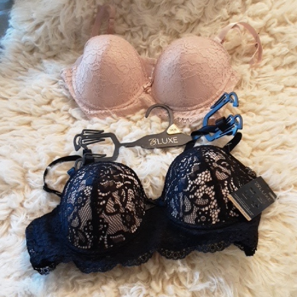 Luxe Lace Underwire Bra Set - Pink and Black